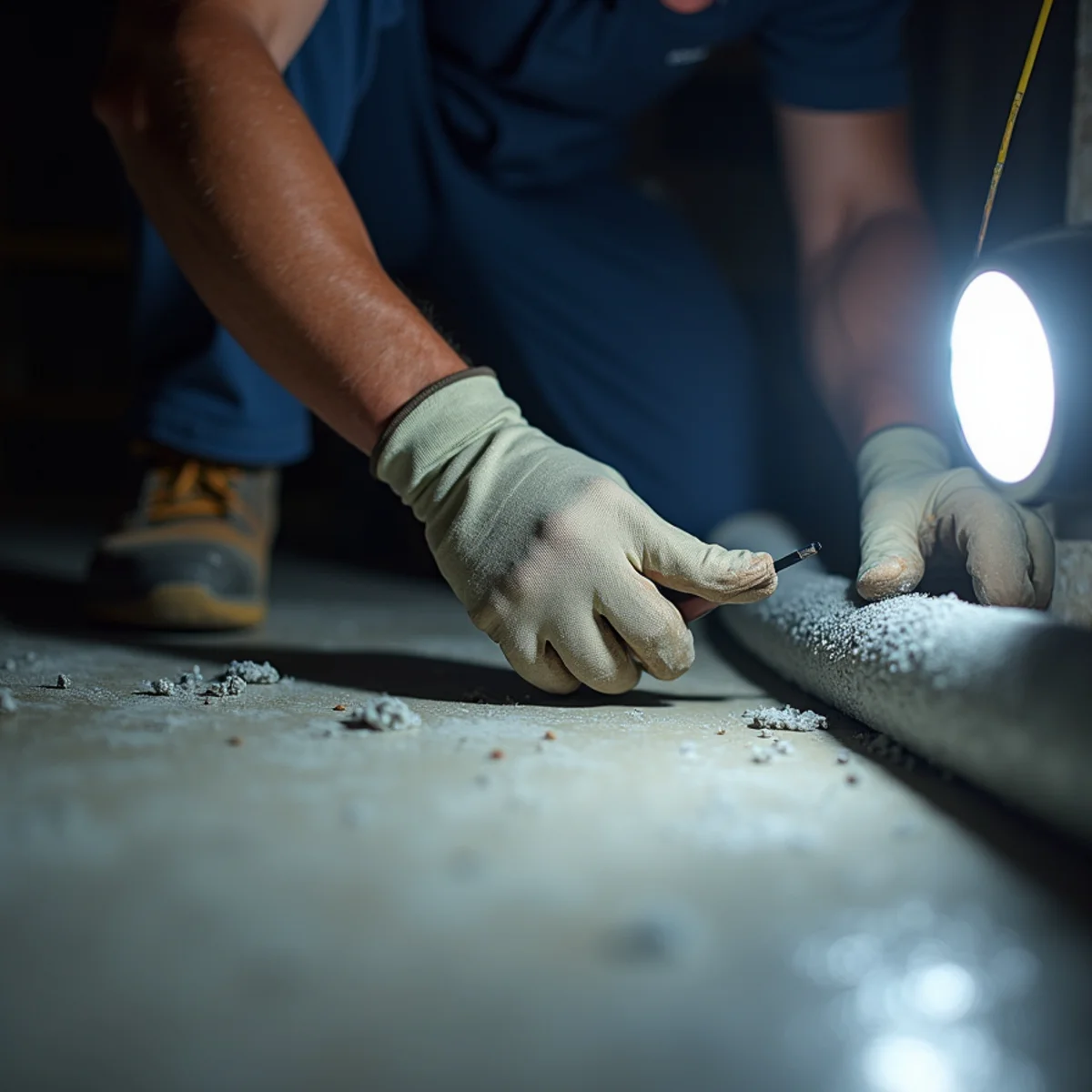 HVAC technician sealing ductwork joints with mastic in Burlington, NC
