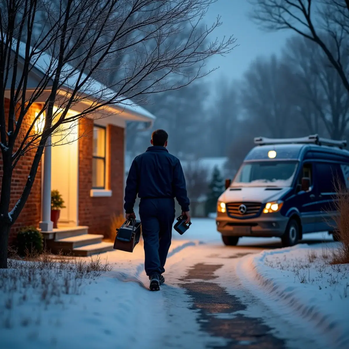 No heat repair on a freezing winter night in Burlington, NC
